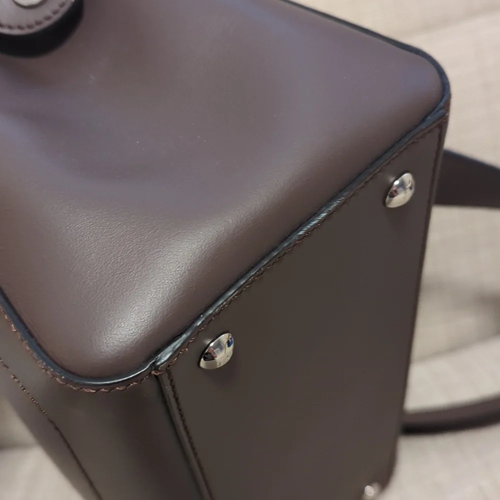 Fendi Chocolate Brown Leather Shoulder Bag with Silver Hardware - Picture 9 of 16